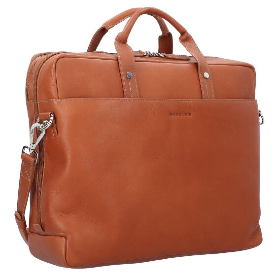Harold's Heritage Briefcase Leer 38 cm Laptopcompartiment