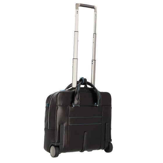 Piquadro Blauwe vierkante 2-wiel Business Trolley Leer 36 cm Laptopcompartiment