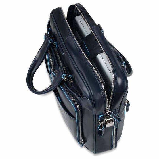 Piquadro Blauwe Square Briefcase III Leder 39 cm Laptopcompartiment