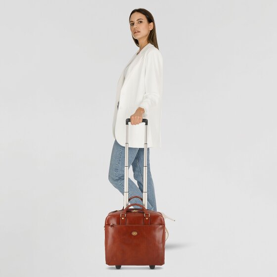 The Bridge Stovia 2 wielen Loodswagen Leer 39 cm Laptop compartiment