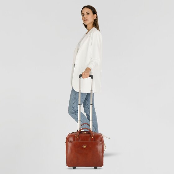The Bridge Stovia 2 wielen Loodswagen Leer 39 cm Laptop compartiment