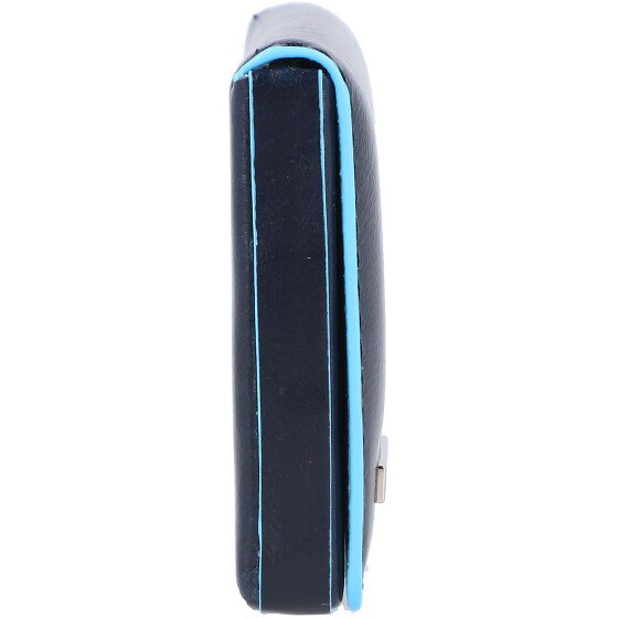 Piquadro Blauw vierkant etui voor visitekaartjes leer 10 cm