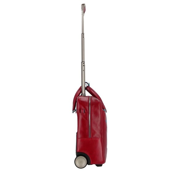 Piquadro Blauwe vierkante 2-wiel Business Trolley Leer 36 cm Laptopcompartiment