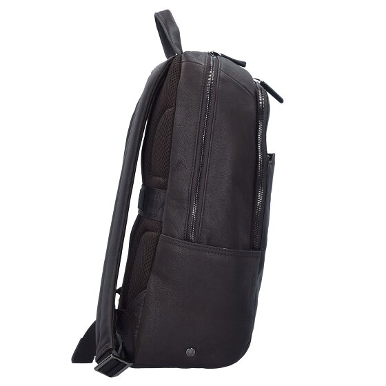 Piquadro Zwart Vierkante Rugzak Leder 39 cm Laptopcompartiment