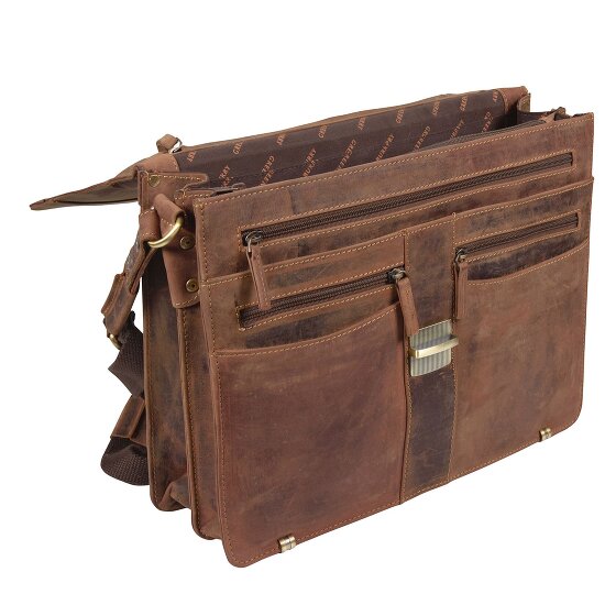 Greenburry Vintage aktetas leer 38 cm met 2 hoofdcompartimenten