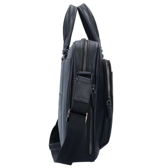 Piquadro Zwarte vierkante aktetas Leer 40 cm Laptopcompartiment