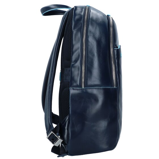 Piquadro Blauwe vierkante rugzak Leer 43 cm Laptopvak