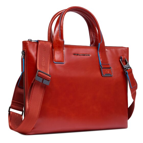 Piquadro Blue Square Shopper Tas Leer 38 cm Laptop compartiment met uitbreidingsplooi