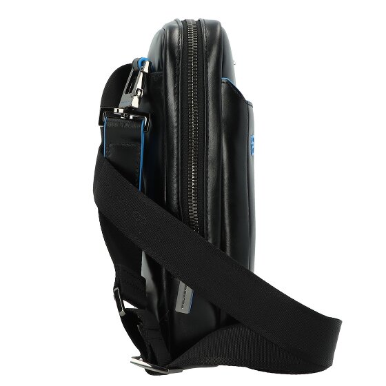 Piquadro Blauwe Vierkante Schoudertas Leer 22 cm