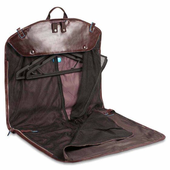Piquadro Blauwe vierkante kledingzak leer 55 cm