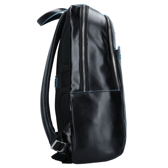 Piquadro Blauwe vierkante rugzak Leer 43 cm Laptopvak
