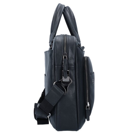 Piquadro Zwarte vierkante aktetas Leer 39 cm Laptopcompartiment