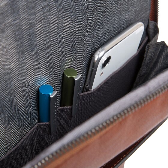 Piquadro Zwarte Square Rugzakken Leer 44 cm Laptopvak