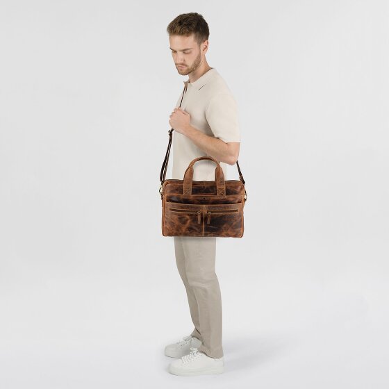Greenburry Vintage Koffer Leer 38 cm Laptop compartiment