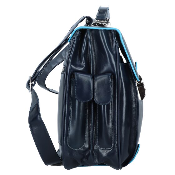 Piquadro Blauwe vierkante aktetas Leer 43 cm Laptopcompartiment