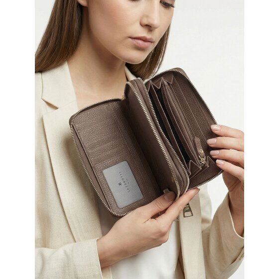Lazarotti Bologna Leather XL portemonnee met dubbele ritssluiting rondom, RFID-bescherming, leer, 20 cm