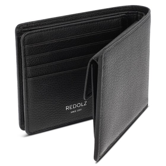 Redolz Leather Essentials QF portemonnee van RFID-leer, 12 cm, uitklapbaar, met vak met ritssluiting