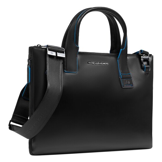 Piquadro Blue Square Shopper Tas Leer 38 cm Laptop compartiment met uitbreidingsplooi