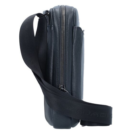 Piquadro Zwarte vierkante schoudertas leer 17 cm