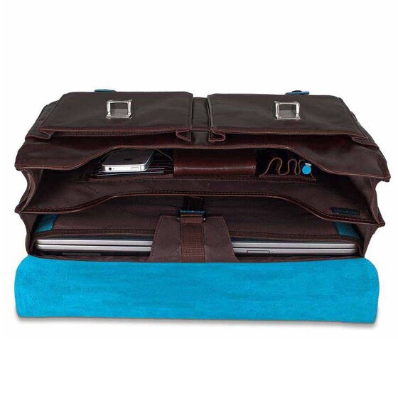 Piquadro Blauwe vierkante aktetas Leer 43 cm Laptopcompartiment