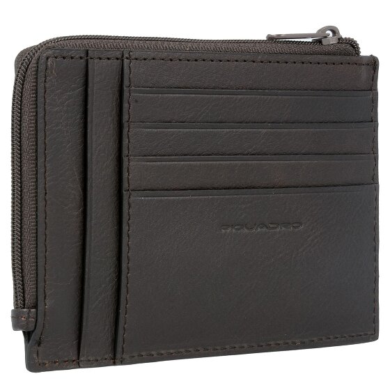 Piquadro Zwart Vierkant Creditcardetui RFID Leer 12,5 cm