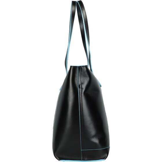 Piquadro Blauwe vierkante shopper tas leer 35 cm