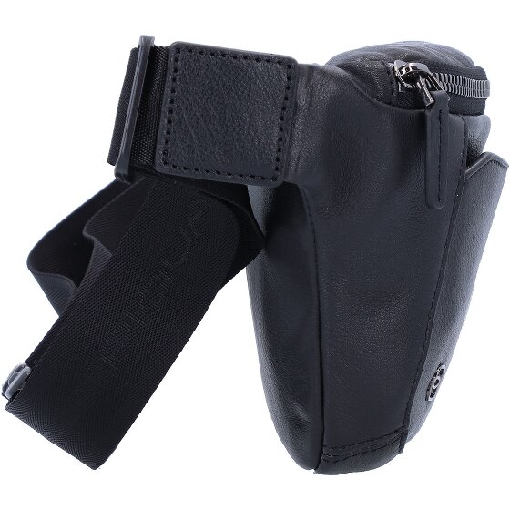 Piquadro Zwart vierkant heuptasje leer 31 cm