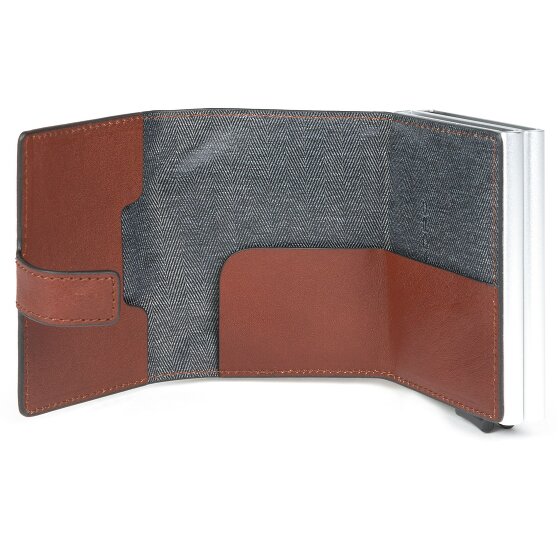 Piquadro Blauw Vierkant Creditcardetui RFID Leer 7 cm