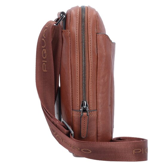 Piquadro Zwarte vierkante schoudertas leer 17 cm
