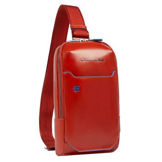Piquadro Blauwe vierkante schoudertas leer 28 cm