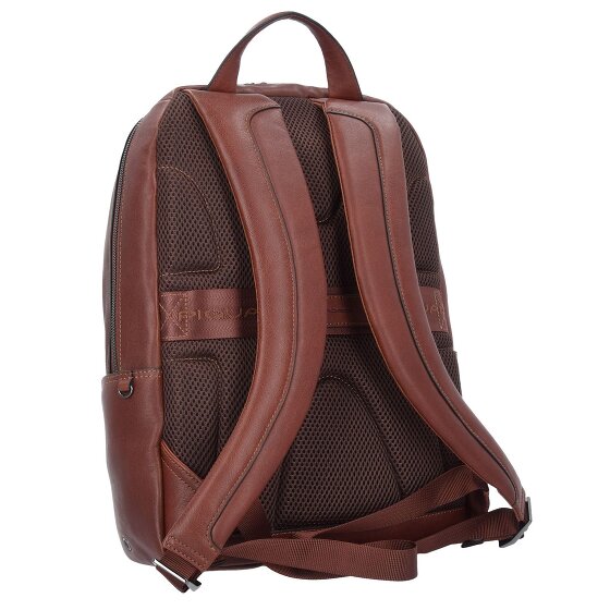 Piquadro Zwart Vierkante Rugzak Leder 39 cm Laptopcompartiment