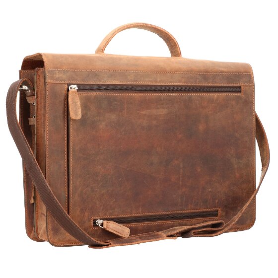 Plevier Retro Darwin Koffer Leer 41 cm Laptop compartiment