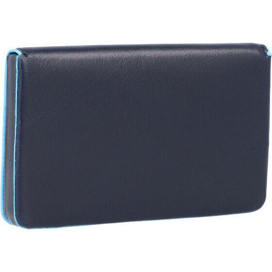 Piquadro Blauw vierkant etui voor visitekaartjes leer 10 cm