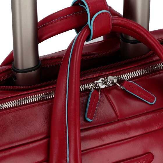 Piquadro Blauwe vierkante 2-wiel Business Trolley Leer 36 cm Laptopcompartiment