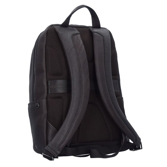 Piquadro Zwart Vierkante Rugzak Leder 39 cm Laptopcompartiment