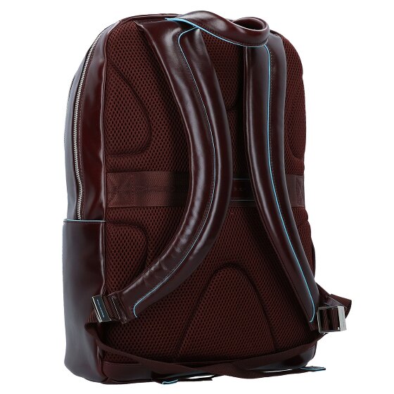 Piquadro Blauwe vierkante rugzak Leer 43 cm Laptopvak