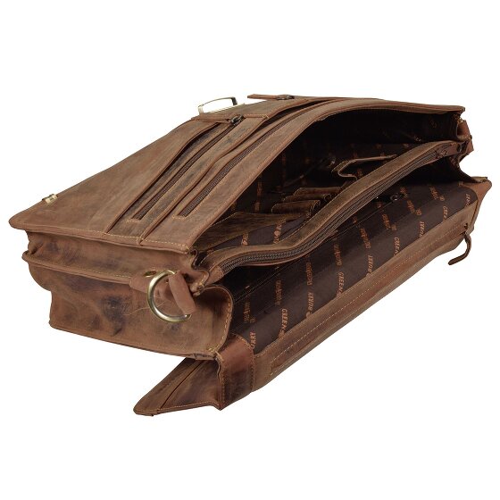 Greenburry Vintage aktetas leer 38 cm met 2 hoofdcompartimenten