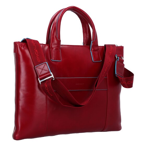 Piquadro Blauwe vierkante aktetas Leer 42 cm Laptop compartiment