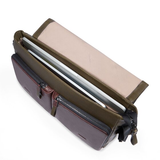 Piquadro Harper Aktetas Messenger Leer 37 cm Laptop compartiment