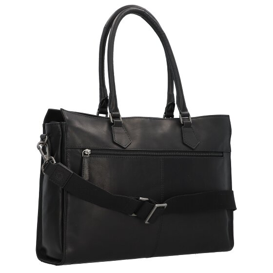 Greenburry Pure Black Schoudertas Leer 40 cm Laptop compartiment