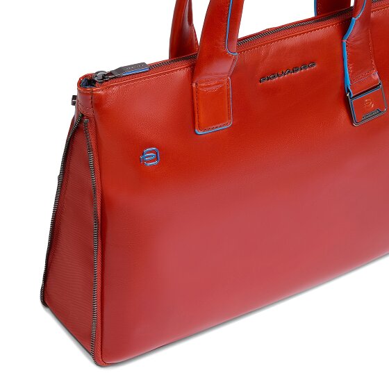 Piquadro Blue Square Shopper Tas Leer 38 cm Laptop compartiment met uitbreidingsplooi