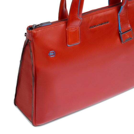 Piquadro Blue Square Shopper Tas Leer 38 cm Laptop compartiment met uitbreidingsplooi