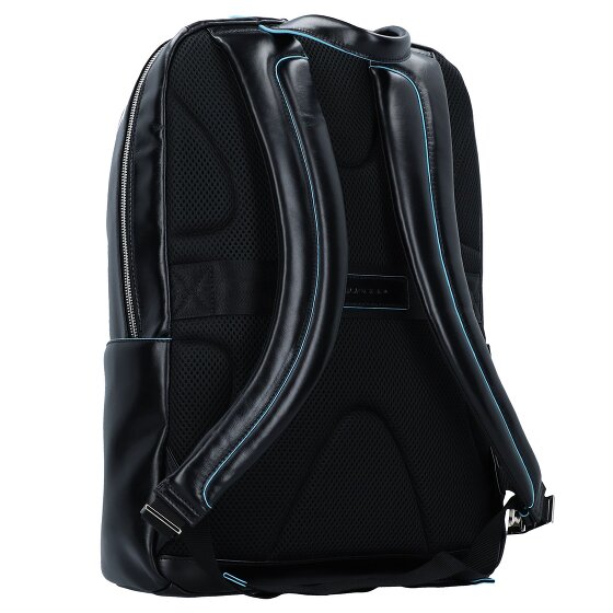 Piquadro Blauwe vierkante rugzak Leer 43 cm Laptopvak
