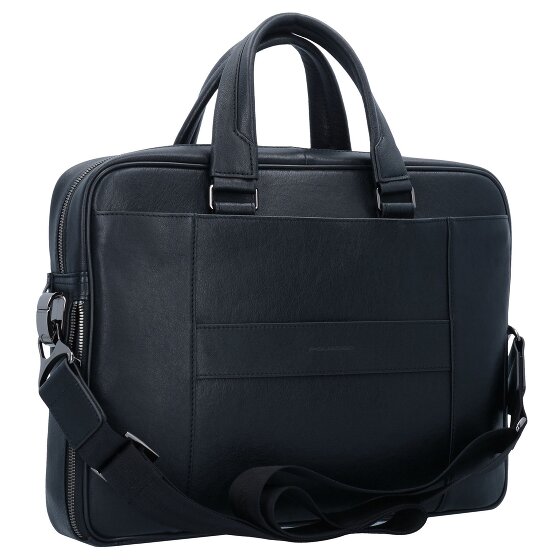 Piquadro Zwarte vierkante aktetas Leer 39 cm Laptopcompartiment