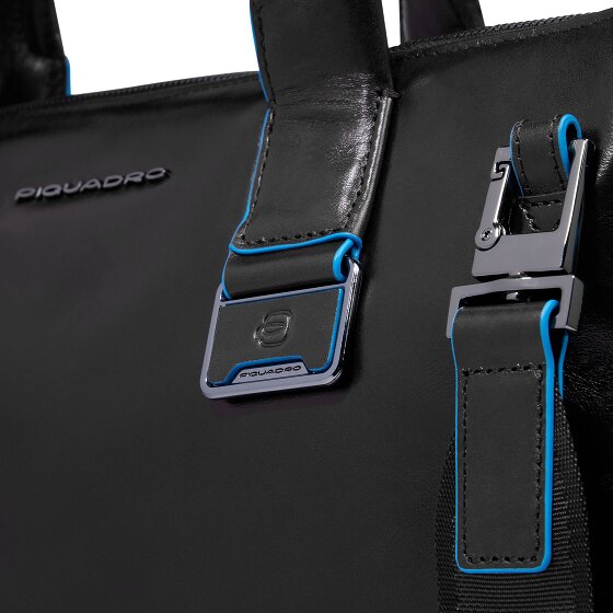 Piquadro Blue Square Shopper Tas Leer 38 cm Laptop compartiment met uitbreidingsplooi