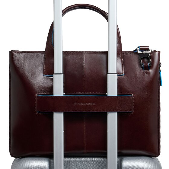 Piquadro Blue Square Shopper Tas Leer 38 cm Laptop compartiment met uitbreidingsplooi