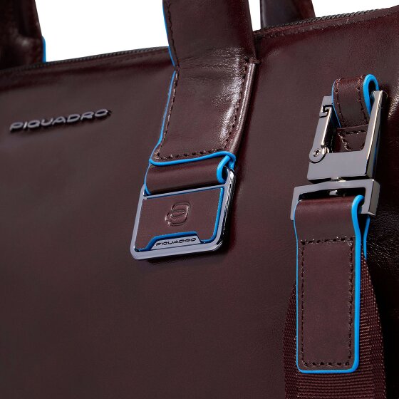 Piquadro Blue Square Shopper Tas Leer 38 cm Laptop compartiment met uitbreidingsplooi