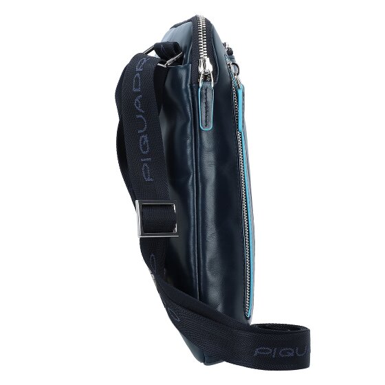 Piquadro Blauwe vierkante schoudertas leer 21 cm