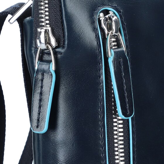 Piquadro Blauwe vierkante schoudertas leer 21 cm