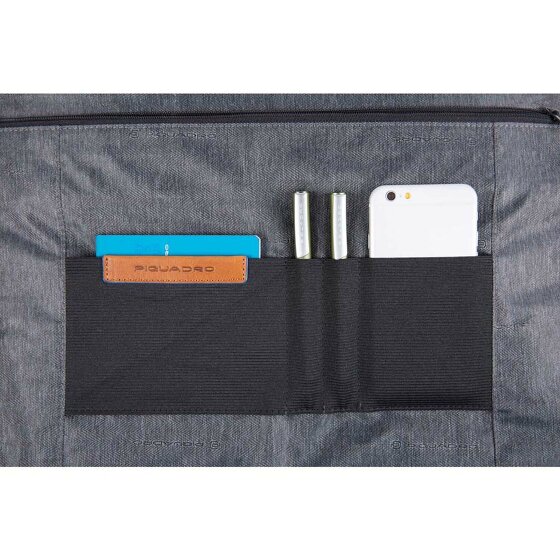 Piquadro Blauwe vierkante aktetas Leer 41 cm Laptopvak